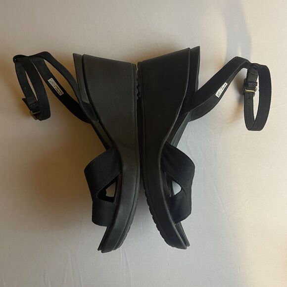 Crocs Leigh II Black Wedge Strappy Adjustable Slip On‎ Sandals Heels Womens 11 - Picture 5 of 7